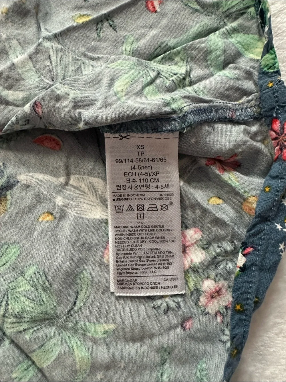 Gap Kids Floral Fit and Flare Dress Blue Cornflower Girls Size XS (4/5) Summer